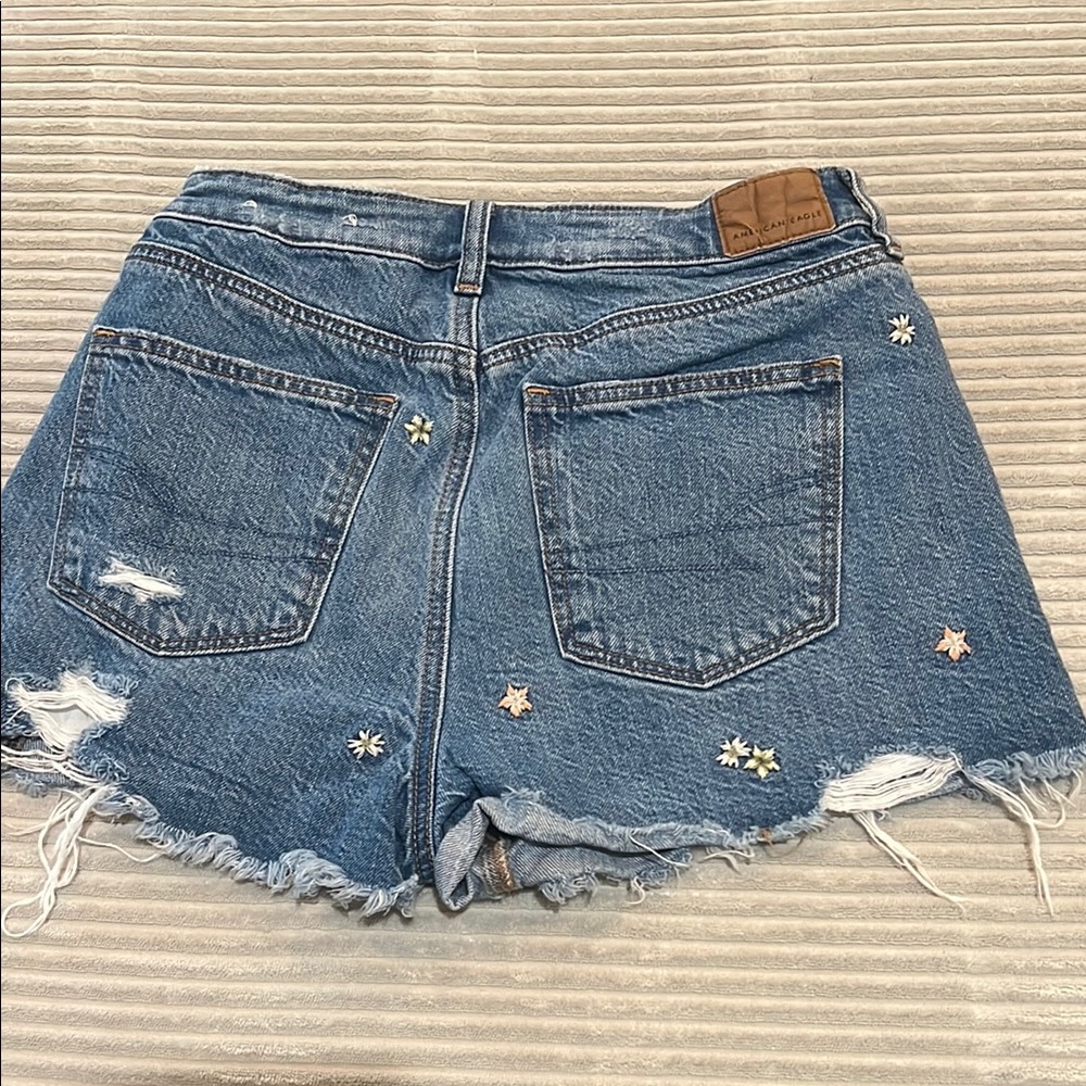 American Eagle Outfitters Floral Embroidered Jean Shorts - Picture 2 of 4